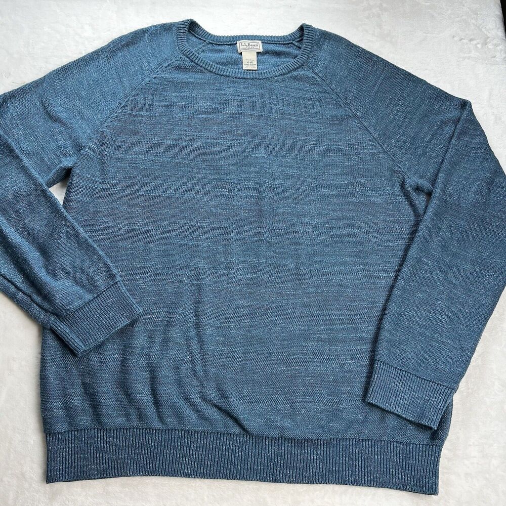 L.L.Bean Organic Cotton Crew Neck Sweater Blue Men’s Size Large 510586